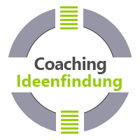 Coaching Aschaffenburg - das Bild besteht aus einem weiÃŸen und grauen Kreis, der graue Kreis wird horizontal durch einen weiÃŸen Balken durchbrochen. In diesem Symbol steht der Text Coaching Ideenfindung