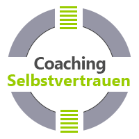 Coaching Aschaffenburg - das Bild besteht aus einem weiÃŸen und grauen Kreis, der graue Kreis wird horizontal durch einen weiÃŸen Balken durchbrochen. In diesem Symbol steht der Text Coaching Selbstvertrauen